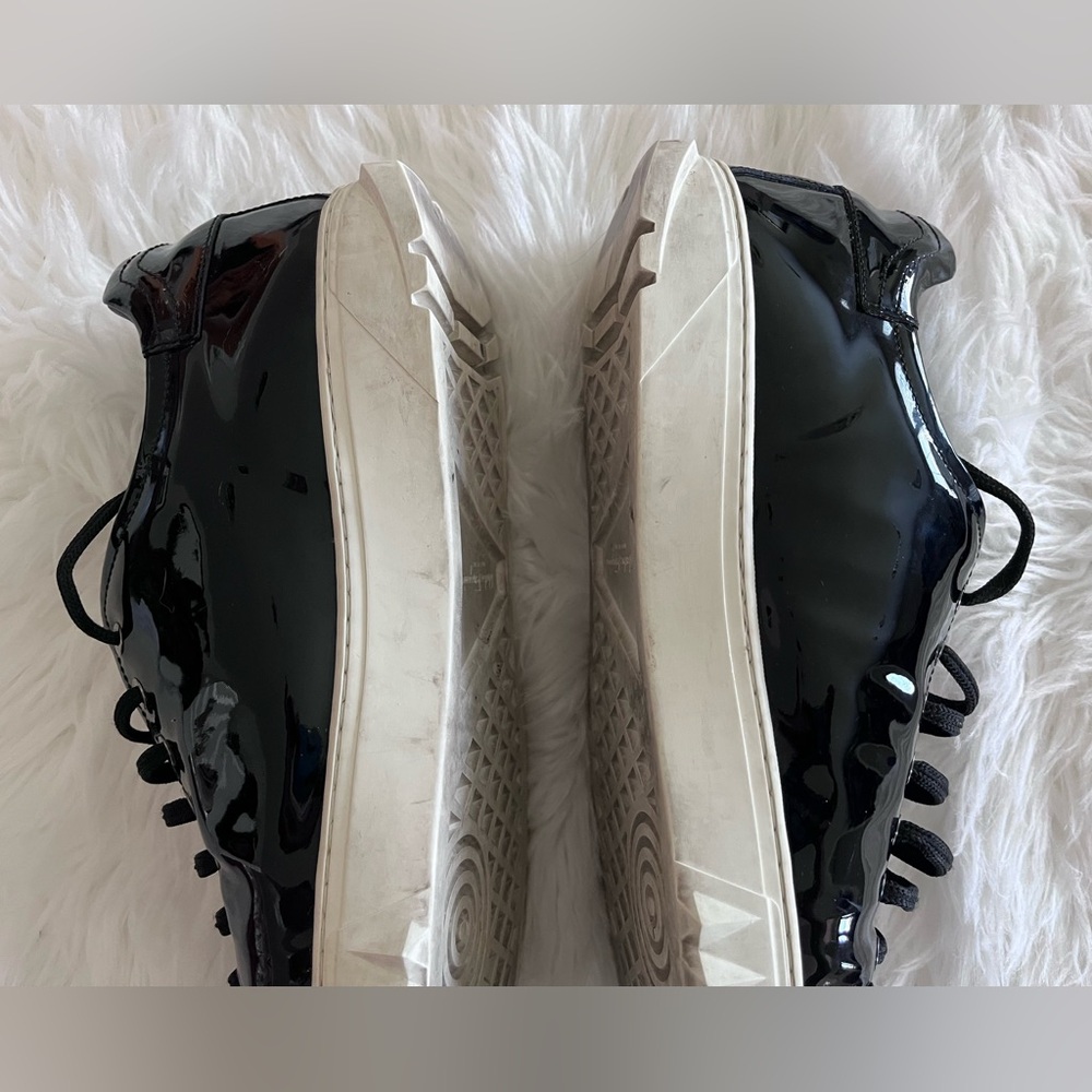 Salvatore Ferragamo Men’s 11.5 Cube 2 Black Patent Leather Sneakers - Picture 5 of 16
